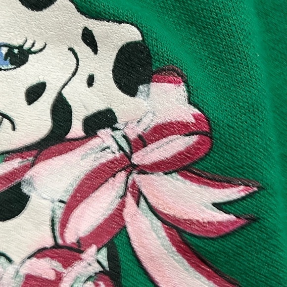 Vintage 80s Nutcracker Green Dalmations Dog Animal Print Christmas Sweatshirt - Picture 4 of 5
